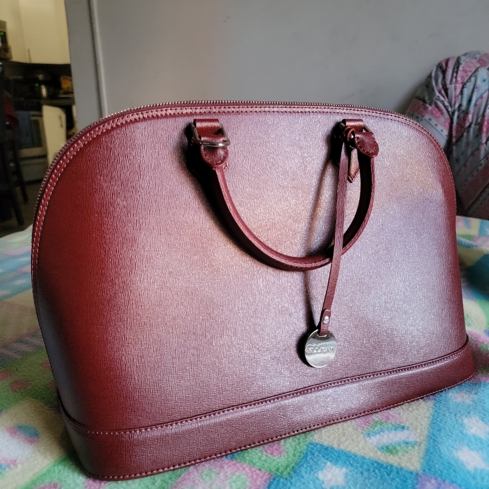 Pulicati Italian Leather Dome Purse Purple/Plum